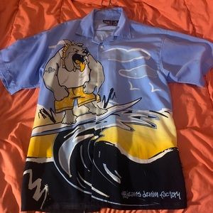 Graphic button down tee